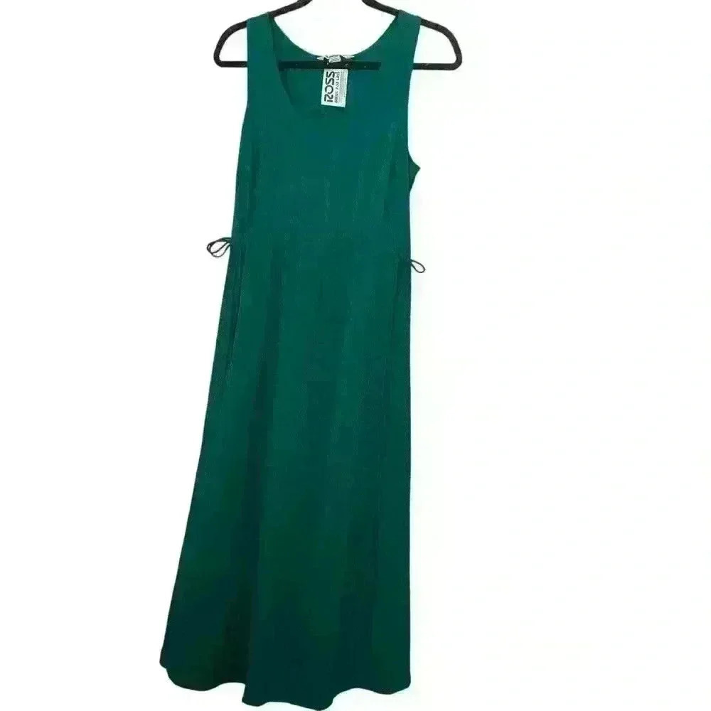 Athleta Summer Dress Womens Green Maxi Echo Drawstring Pocket Sleeveless NWOT SM - Picture 2 of 10